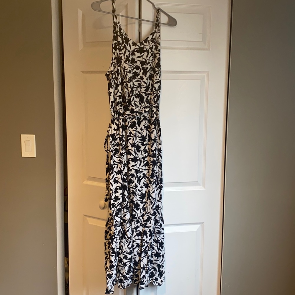 Black and white floral maxi dress